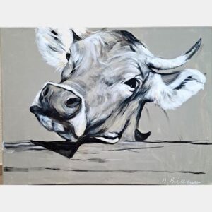 Kuh in grau - 80x60cm