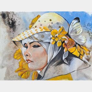 Dame mit Hut - 80x60cm